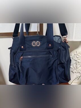 CALIA by Carrie Underwood Navy Shoulder Tote with Rose Gold Hardware